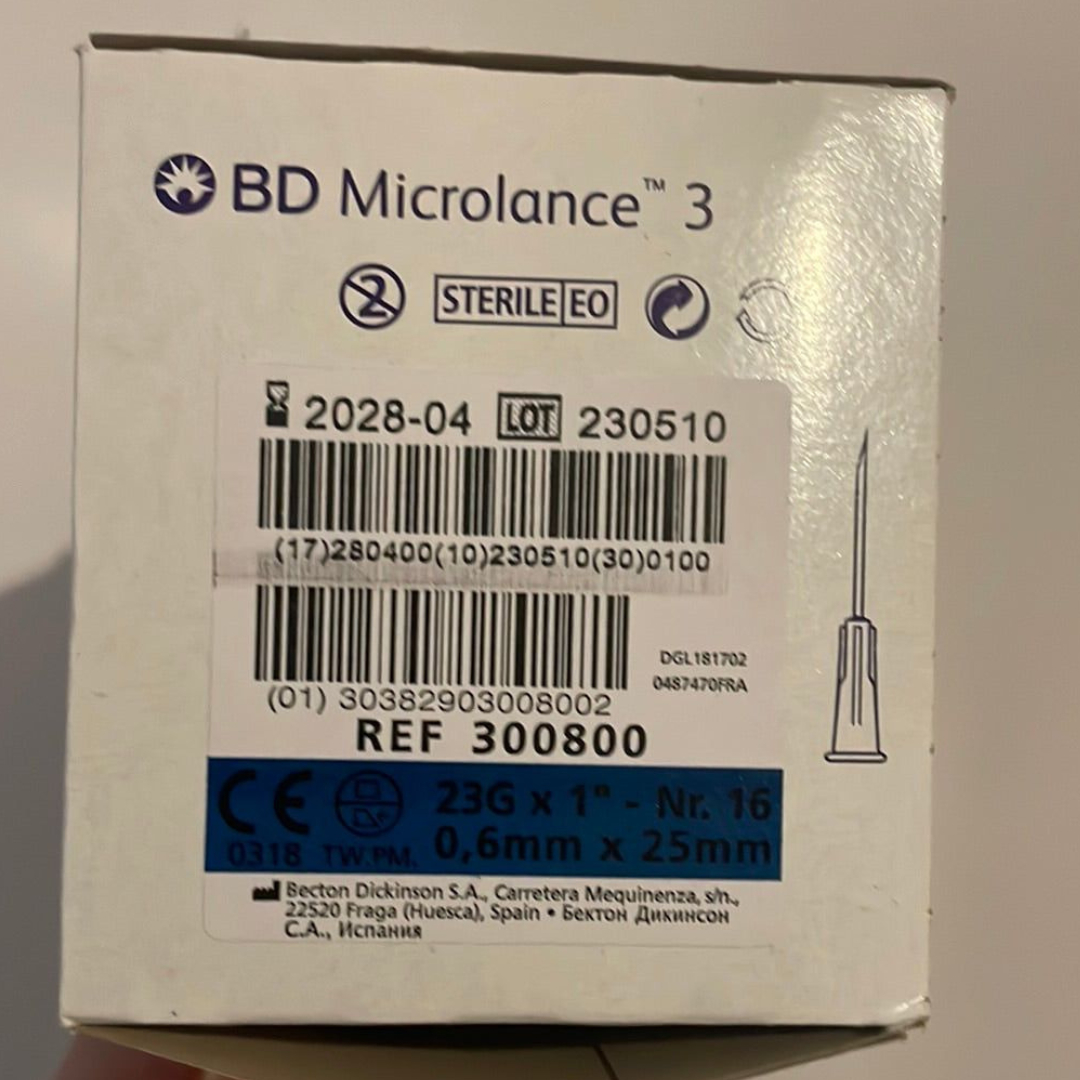 Microlance Syringe - Blue 23g Pack of 100