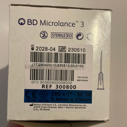 BD Microlance Syringe - Blue 23g Pack of 100